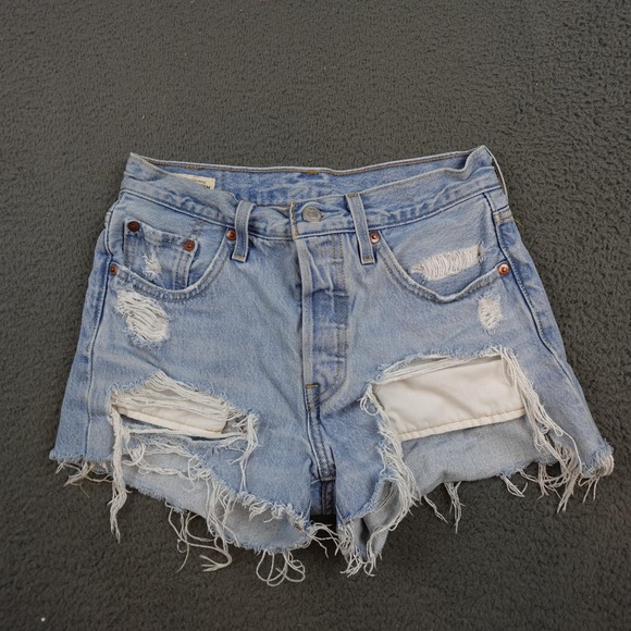 Levi's Pants - Levis 501 Premium Shorts Womens 29 Light Wash Distressed Denim Cutoff Frayed Hem
